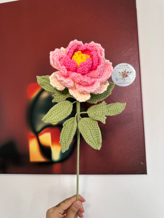 Crochet Peony, Crochet Flower, Knitted Flower, Artificial Flower, Handmade Gift, Craft, Home Decor, Birthday present